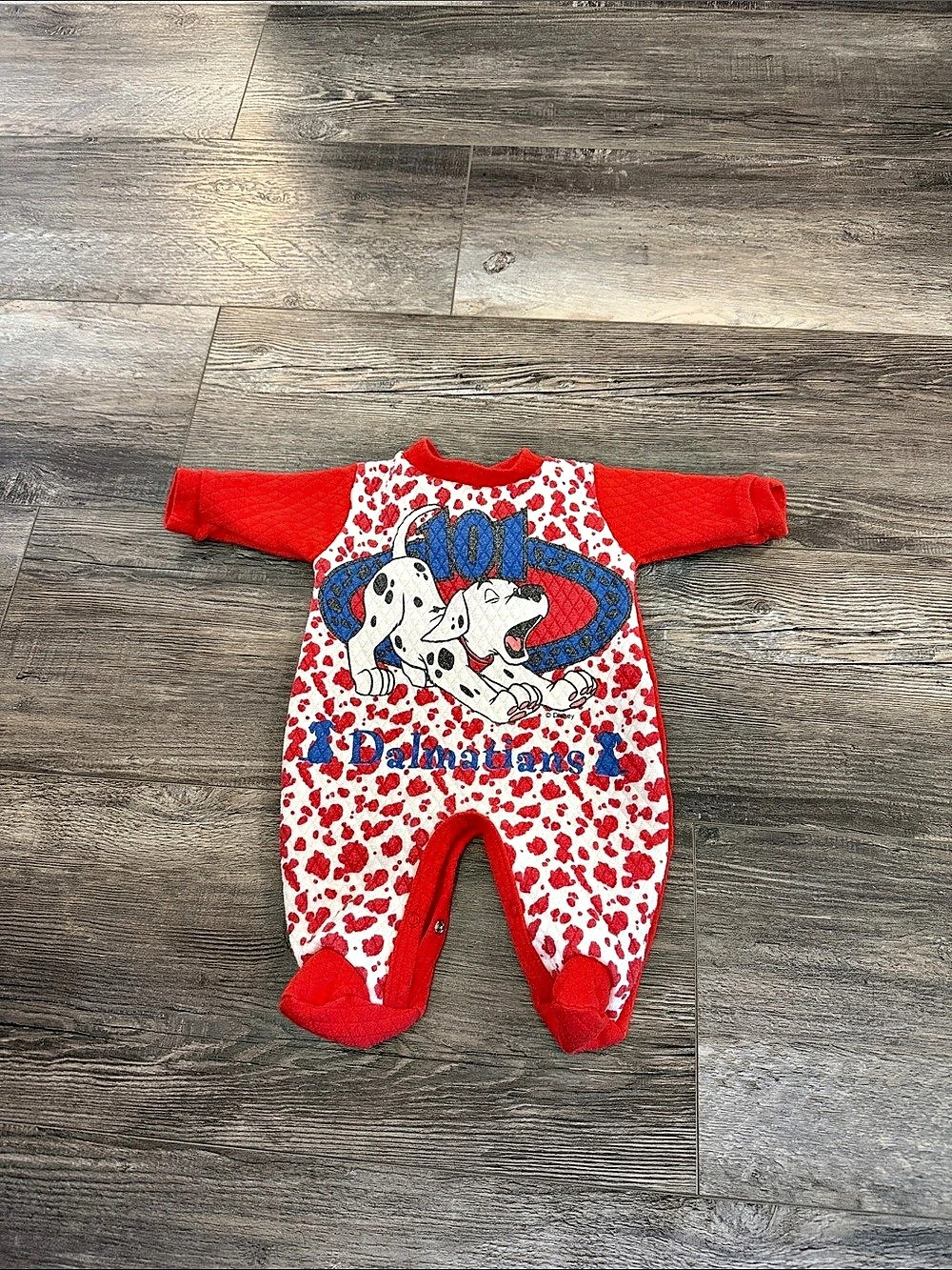 Vintage Disney 101 Dalmatians Baby 6M Red & White Footie